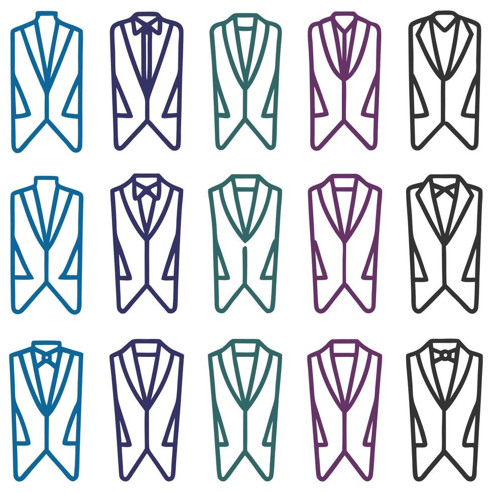 a set of different colored tuxedos vector