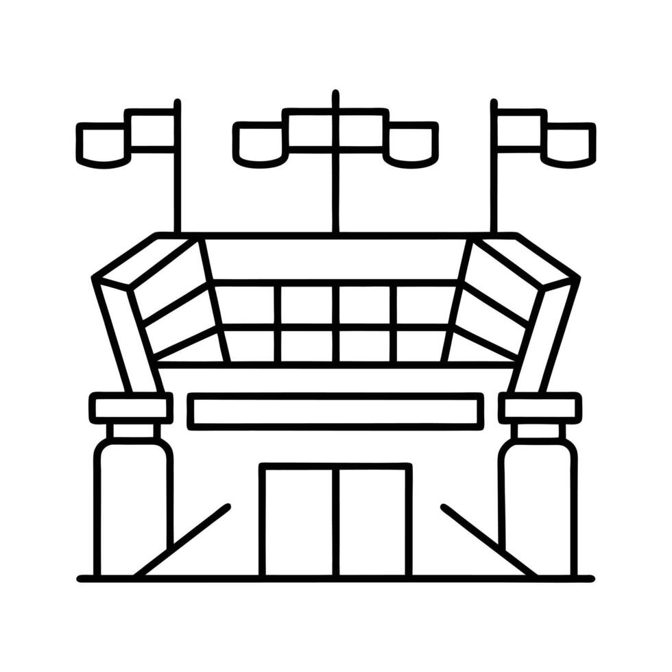 a stadium with a flag on top of it vector