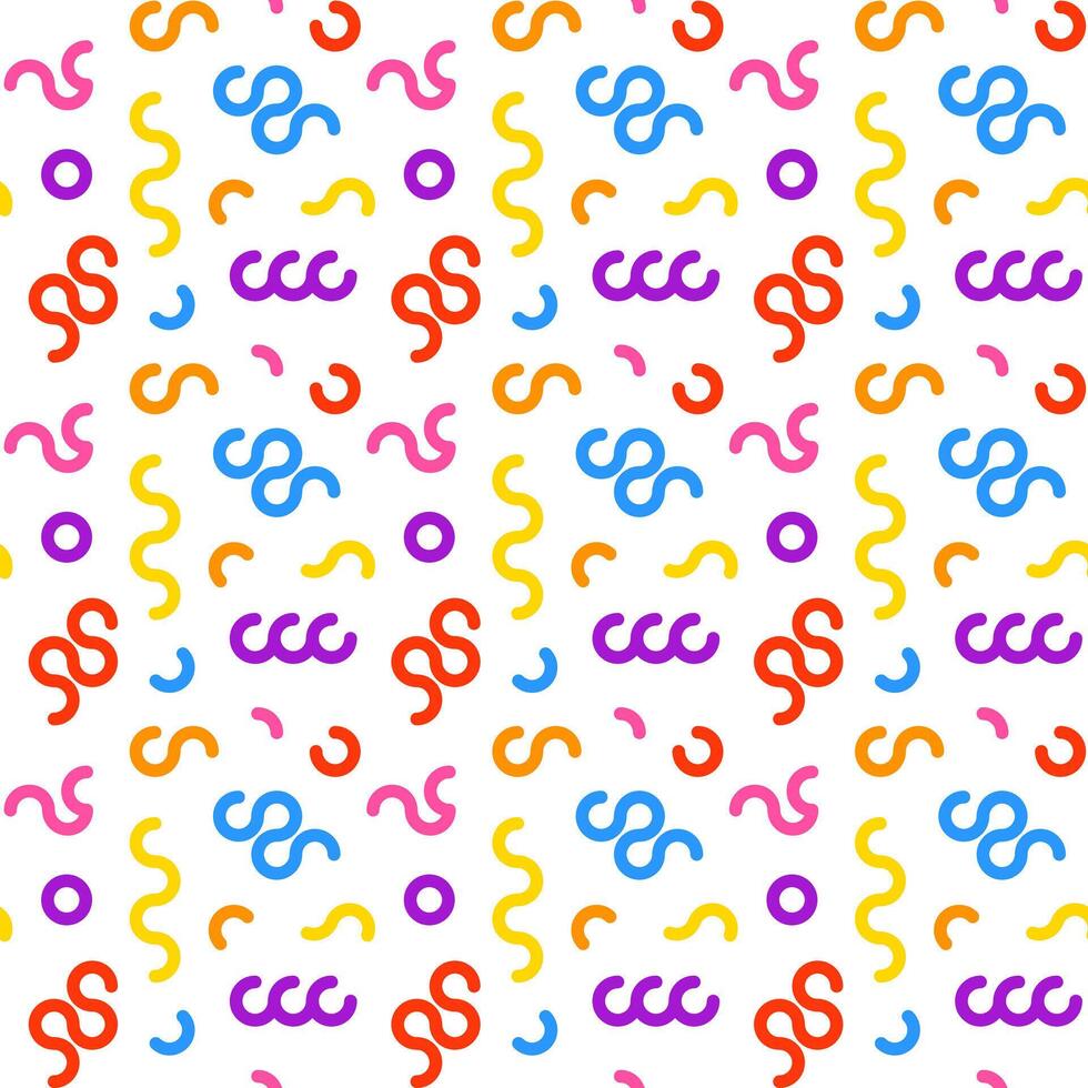 Colorful seamless pattern of meandering lines on white background vector