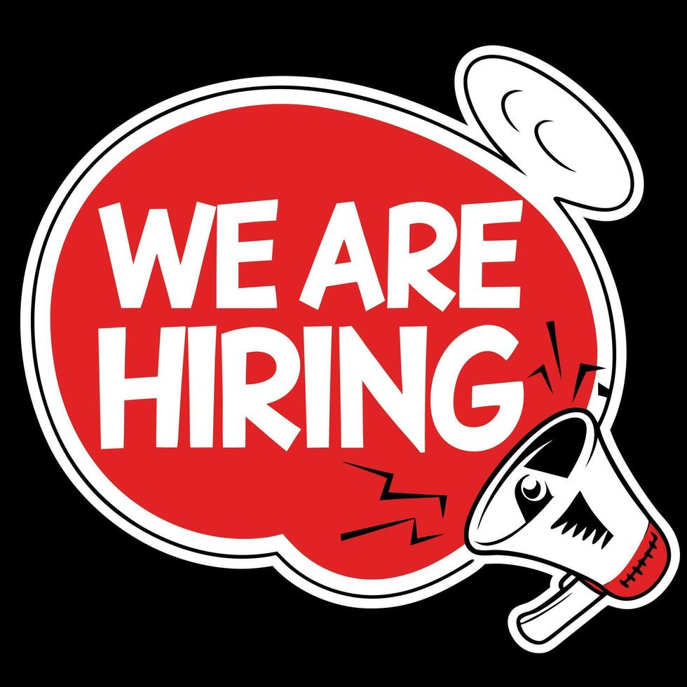 We are hiring logo with a megaphone red vector