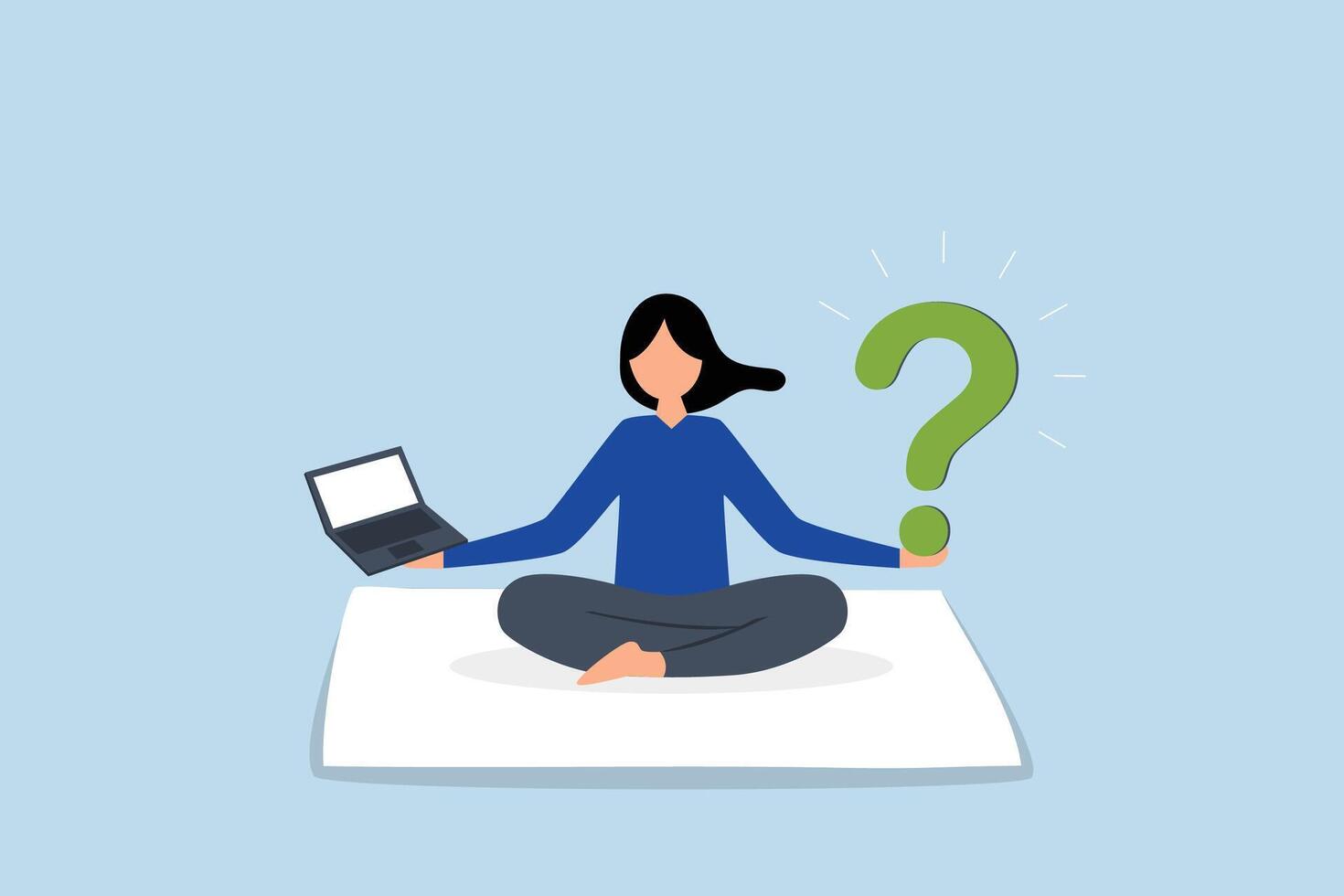 Solve problem, businesswoman lotus meditate to solve work problem. vector