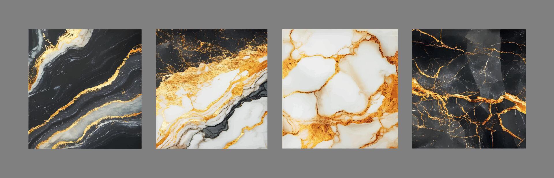 Elegant marble, stone texture set. Watercolor, ink background vector
