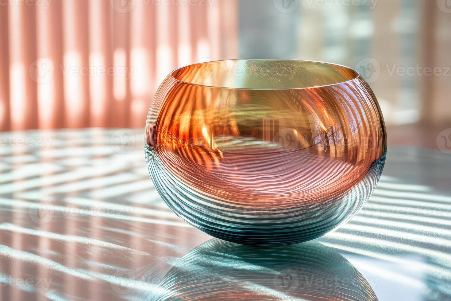 A glass vase on a table photo