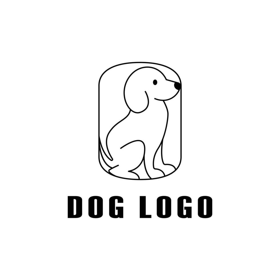 dog logo design creative line style with emblem vector
