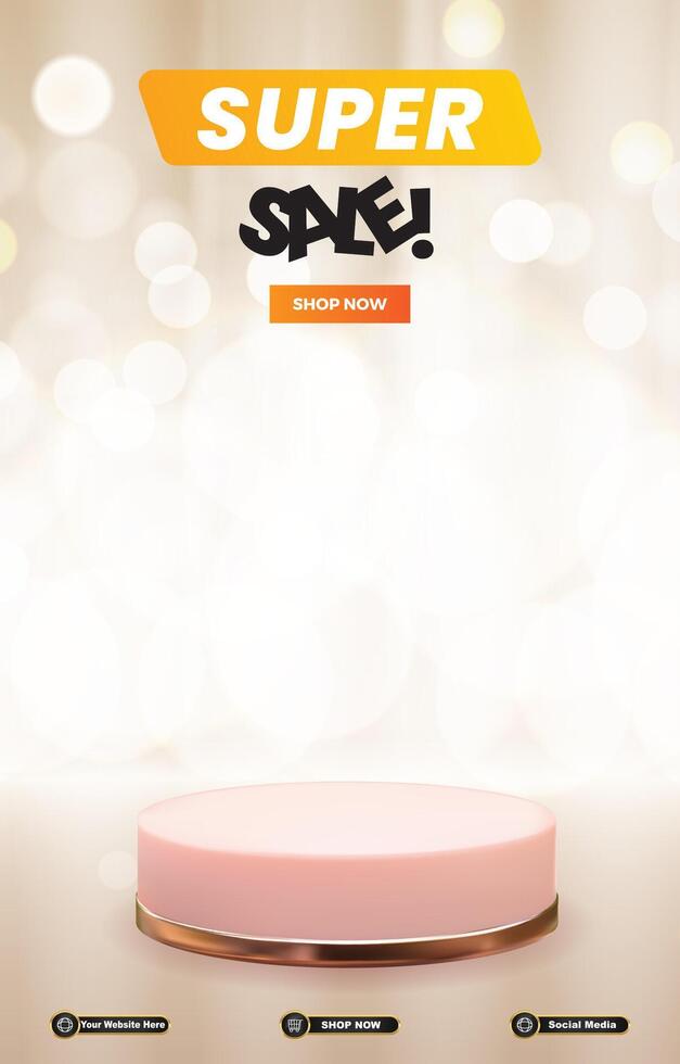 super sale template banner with blank space 3d podium for social media post product sale with abstract gradient background vector