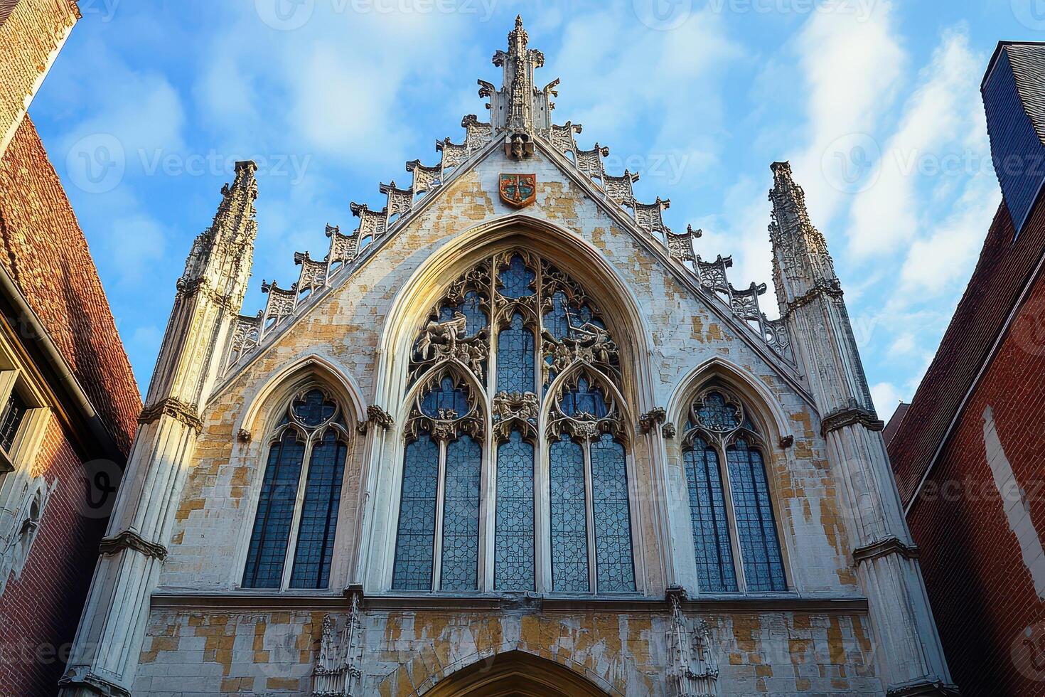 A large building with a clock on the front photo