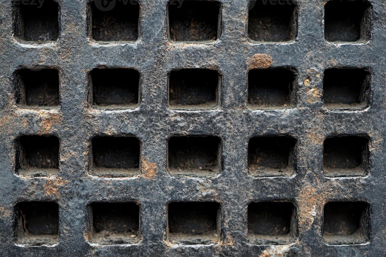 A close up of a metal grate with squares photo