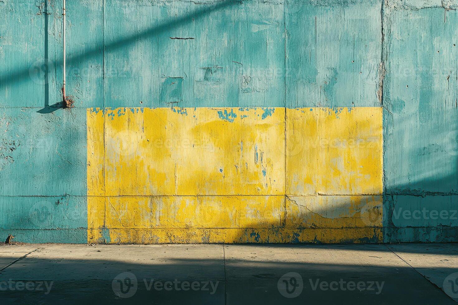 A yellow and blue painted wall photo