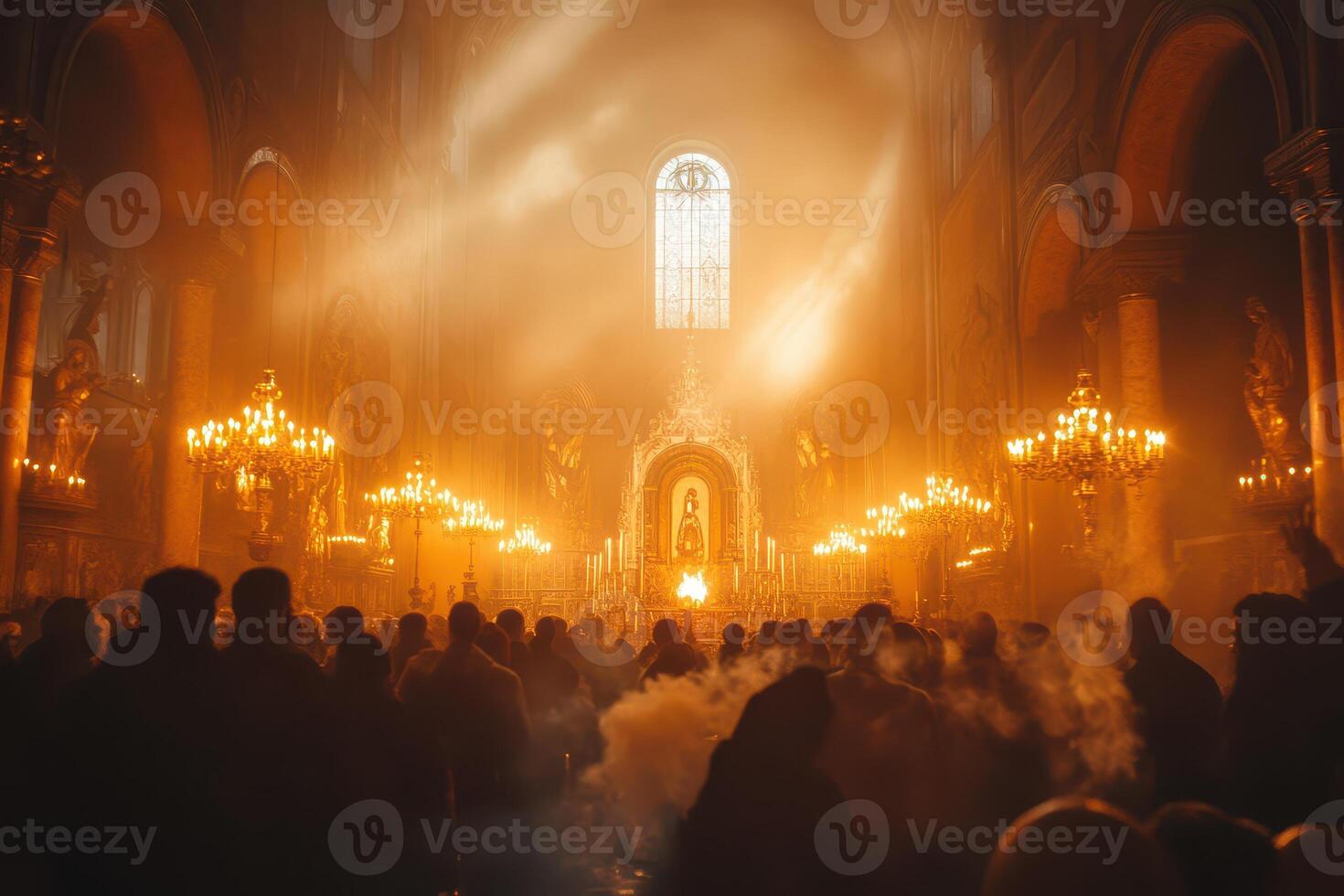 A large crowd of people in a church photo