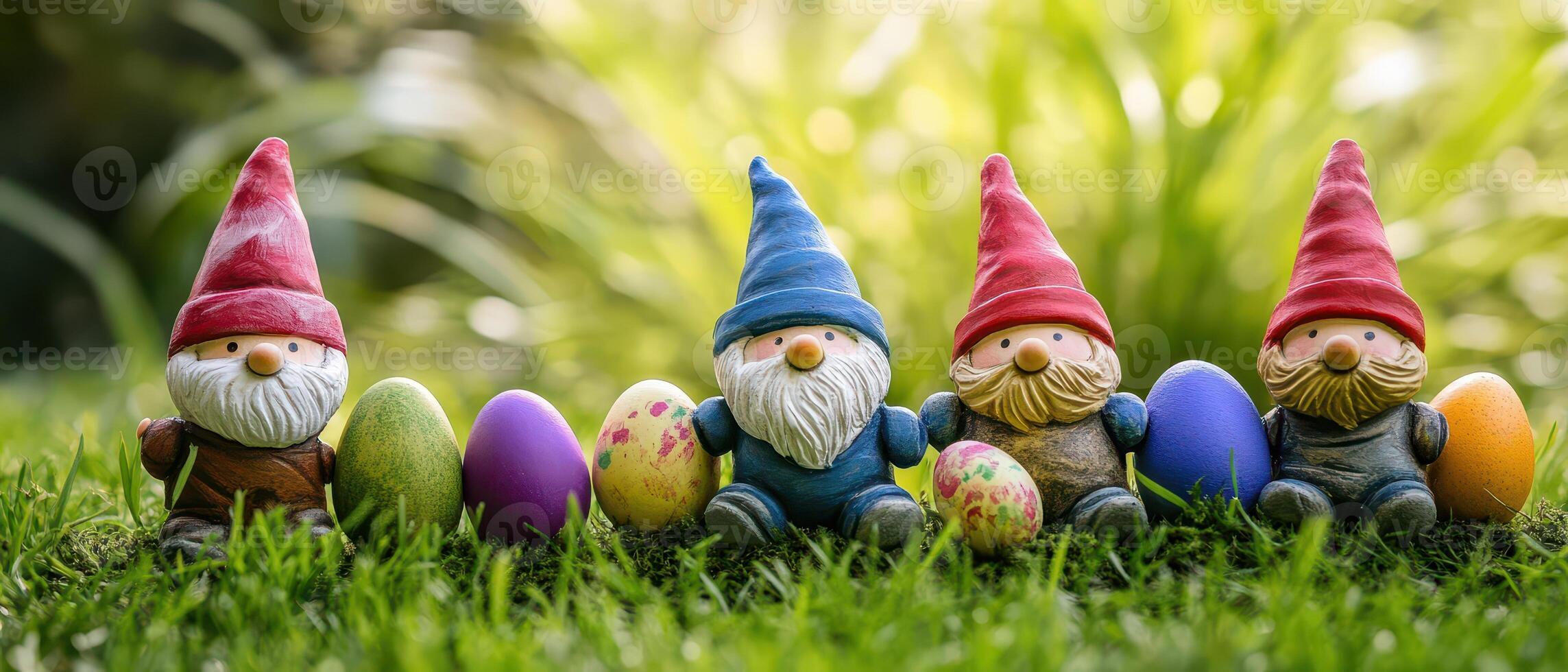 Easter gnomes in the grass photo