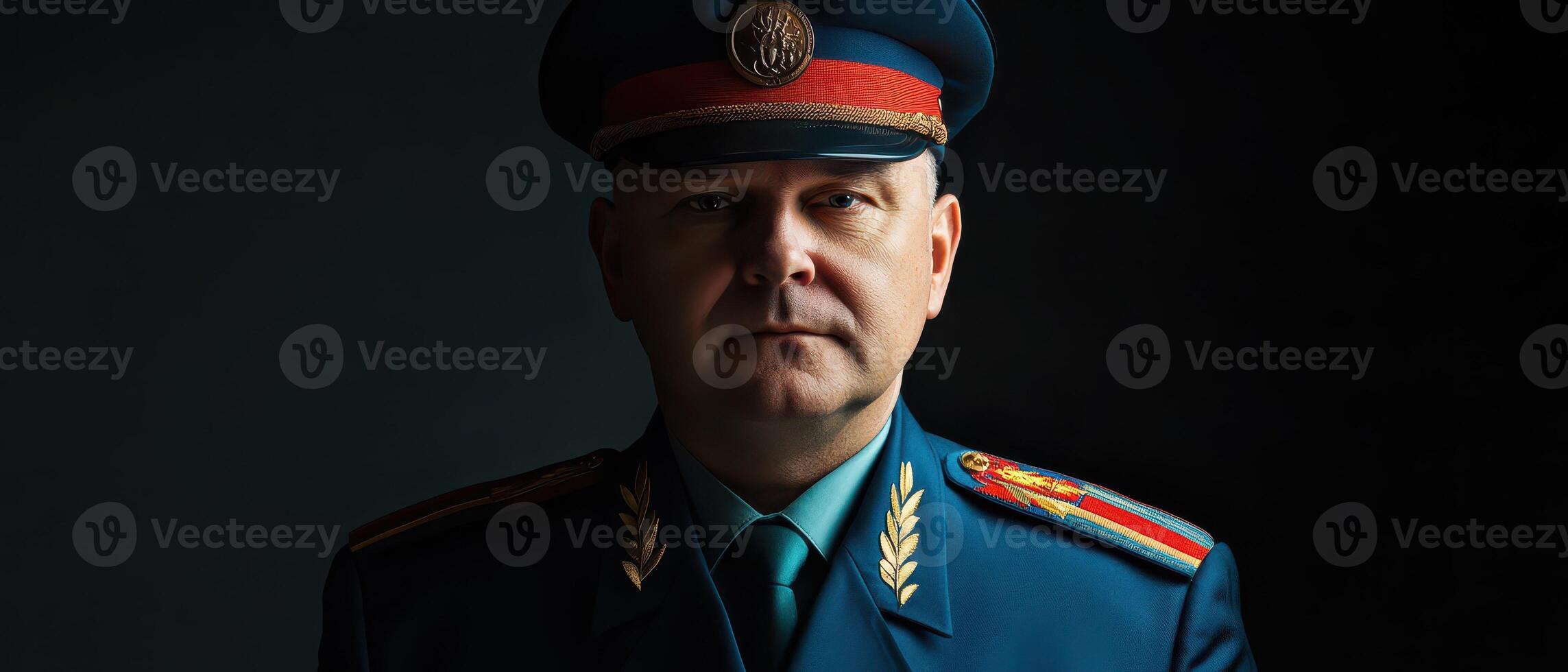 A man in a military uniform with a red star on his hat photo