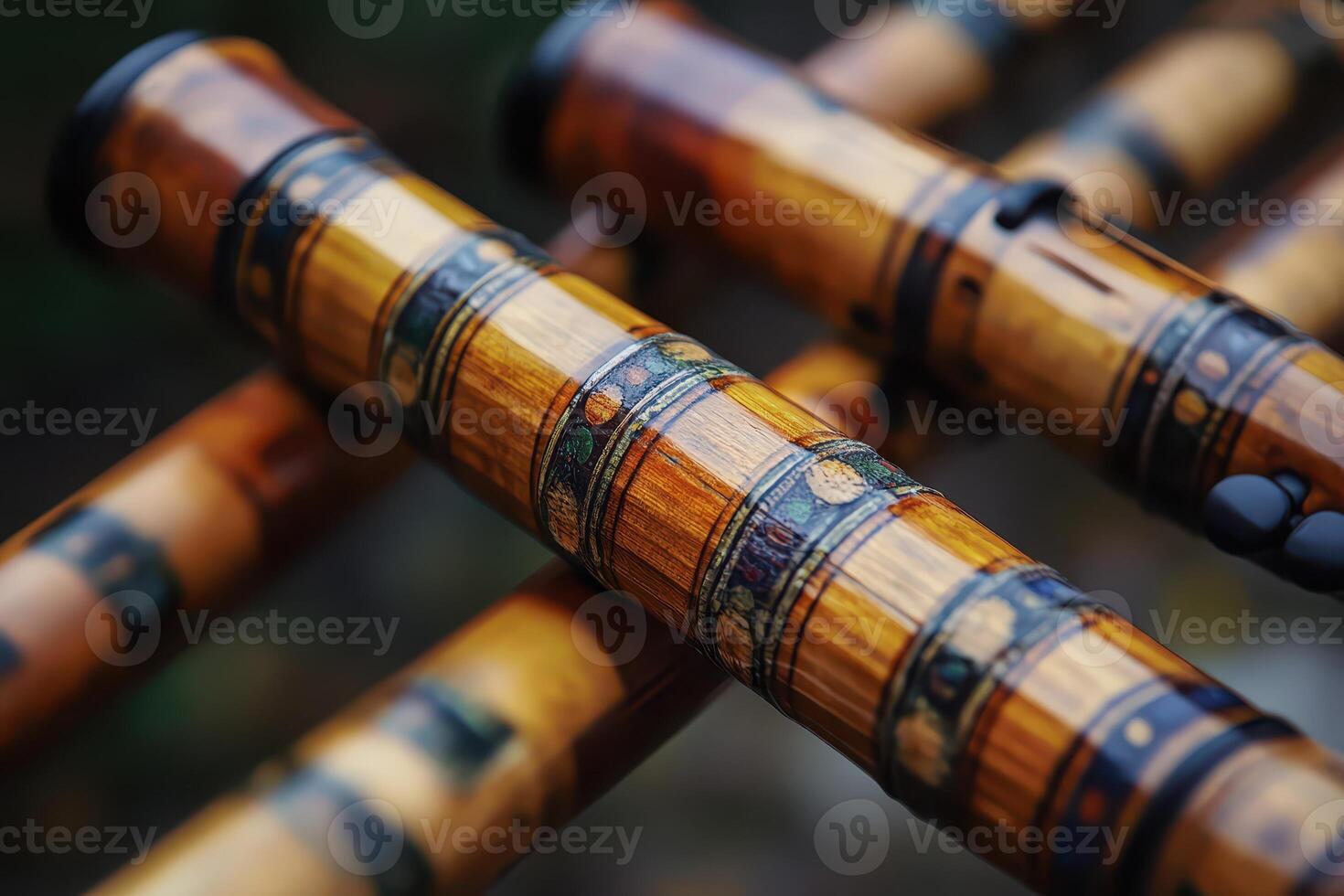 A close up of a set of wooden pipes photo