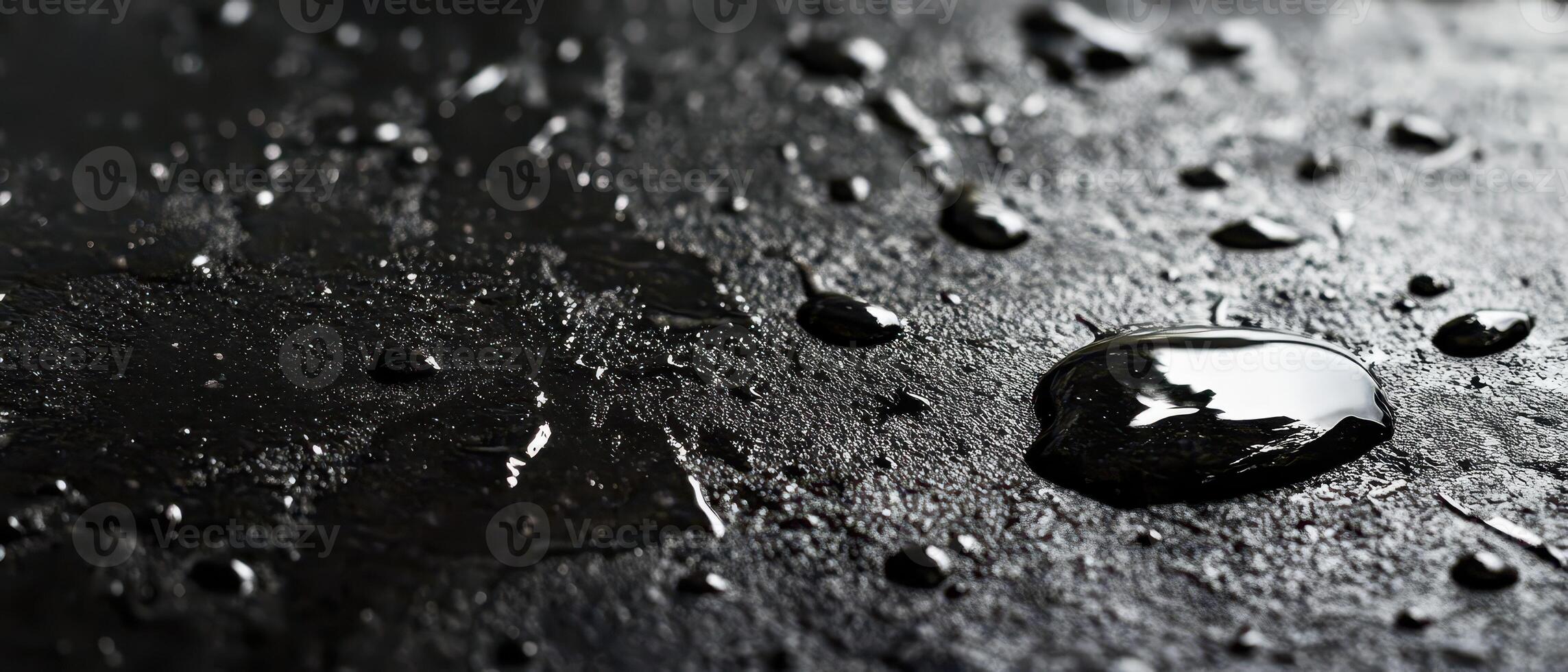 A close up of a black surface with water droplets photo