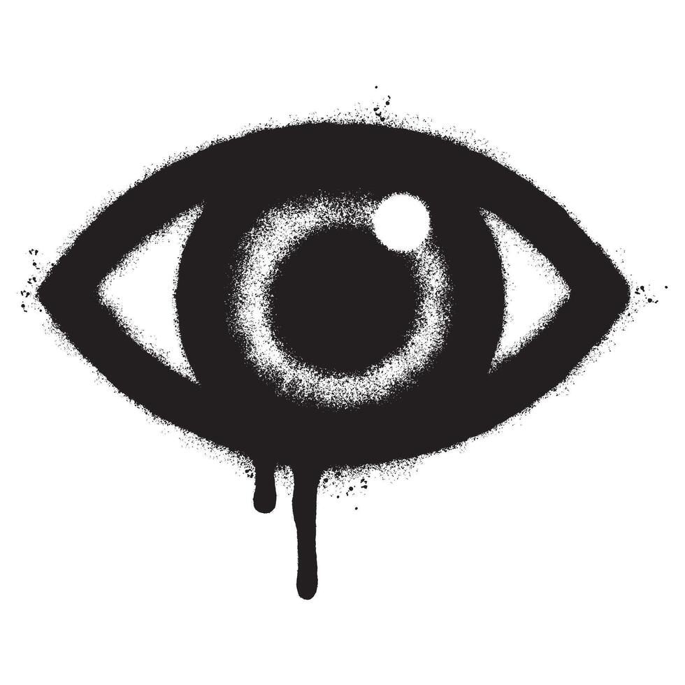 Spray Painted Graffiti eye icon isolated on white background . vector