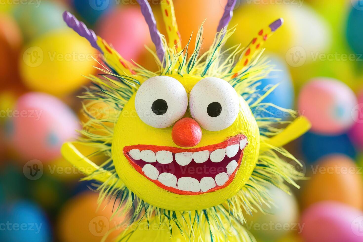 A yellow monster with big teeth and a big smile photo