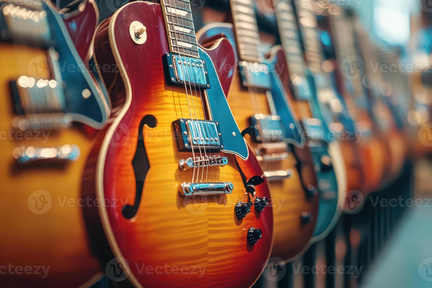 Guitars in a music store photo