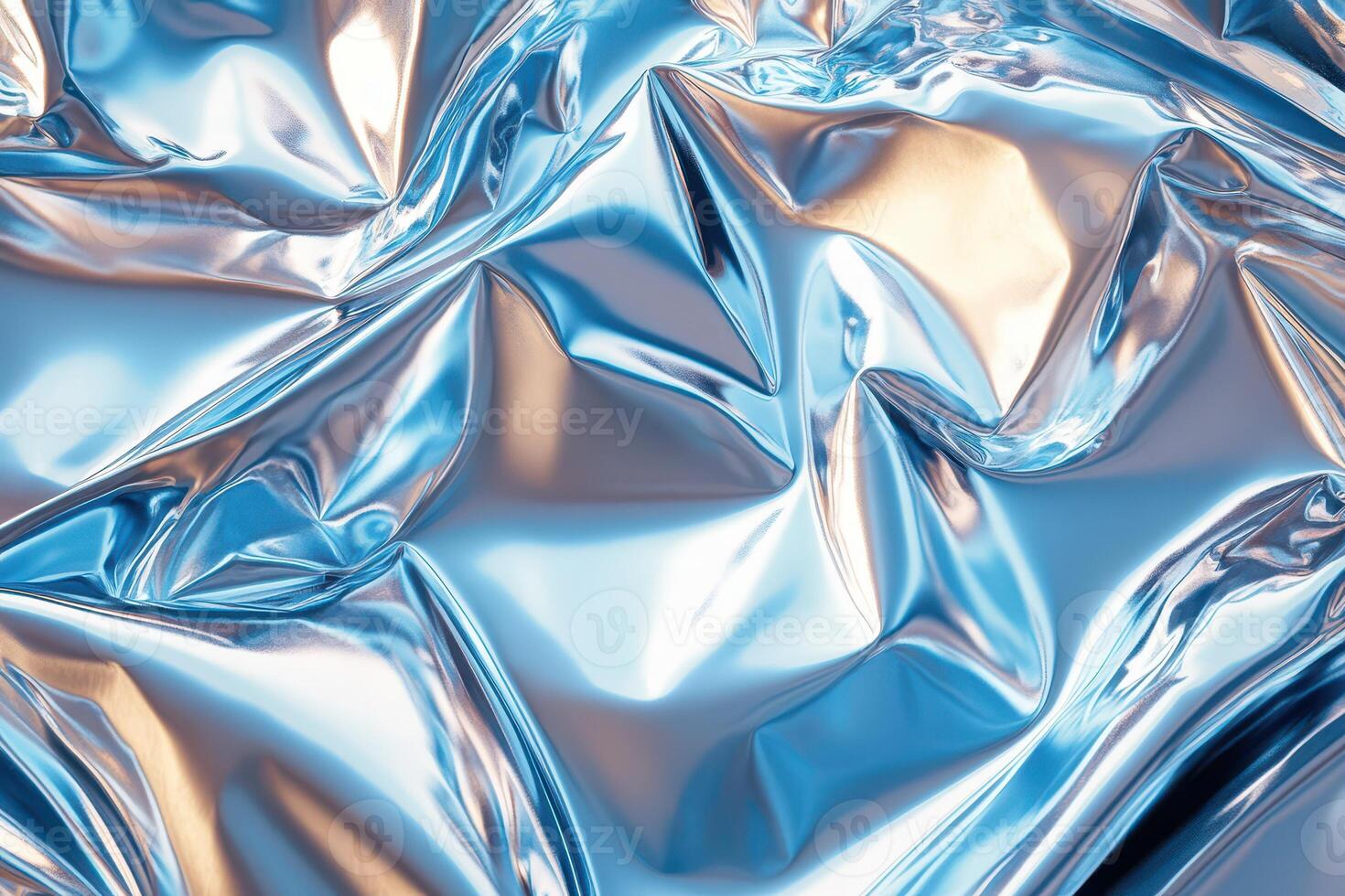 A shiny blue fabric with some folds photo
