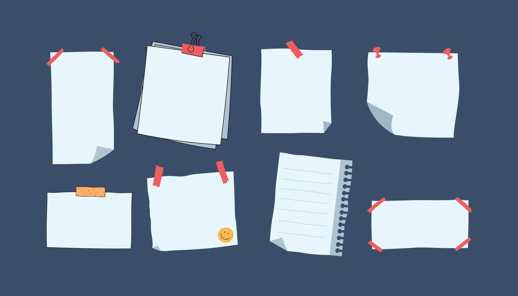 Blank Paper Sticky Notes collection isolated Background vector