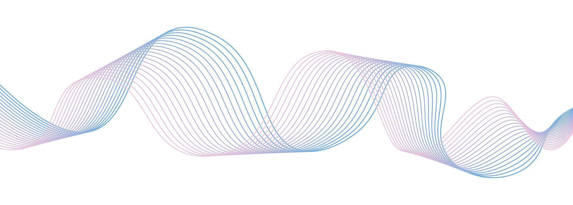 Blue - pink dynamic abstract wave isolated on white background. Illustration of beautiful wavy and curved lines. design element. Music, sound wave. Backdrop. vector