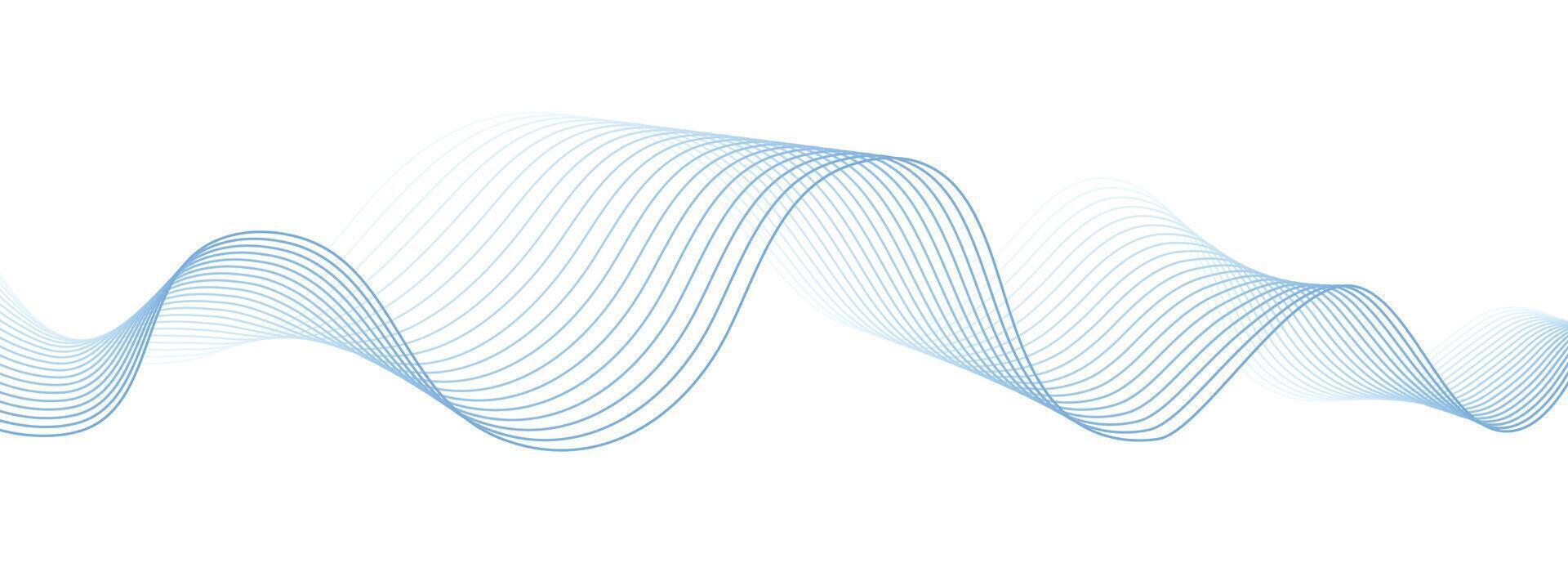 Blue dynamic abstract wave isolated on white background. Illustration of beautiful wavy and twisted lines. Design element. Musical, sound wave. Backdrop. vector