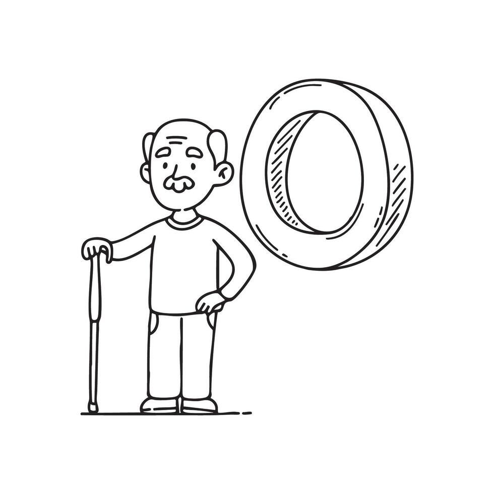 An illustration of letter O stand for Old beside it vector
