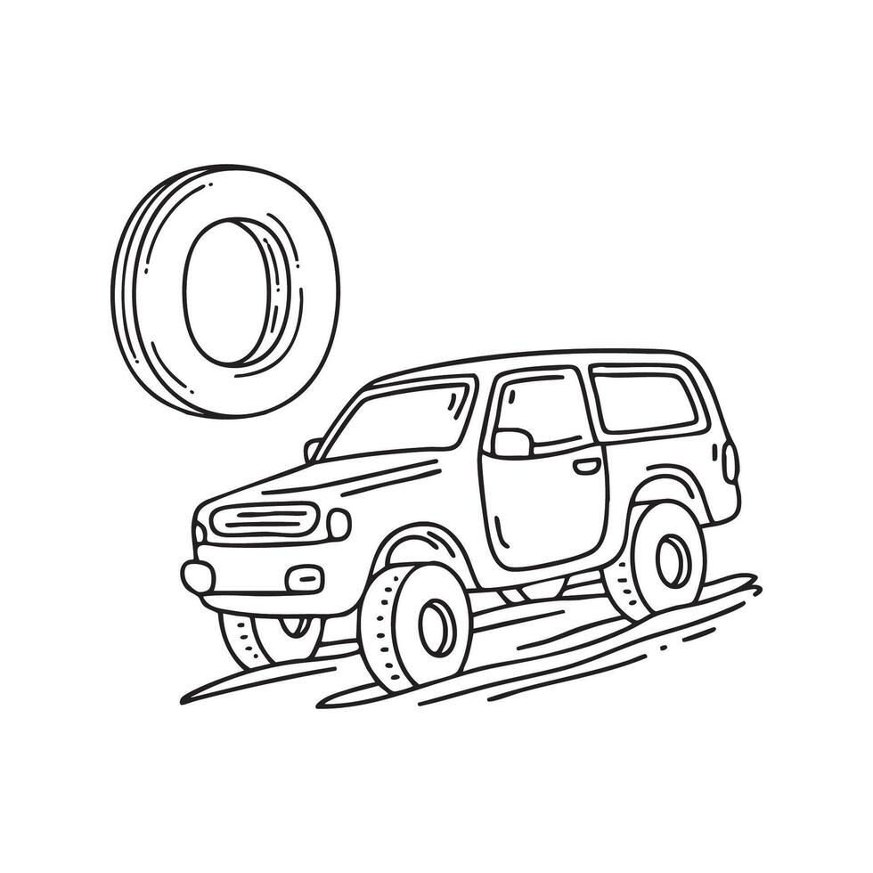 An illustration of letter O stand for Off road beside it vector