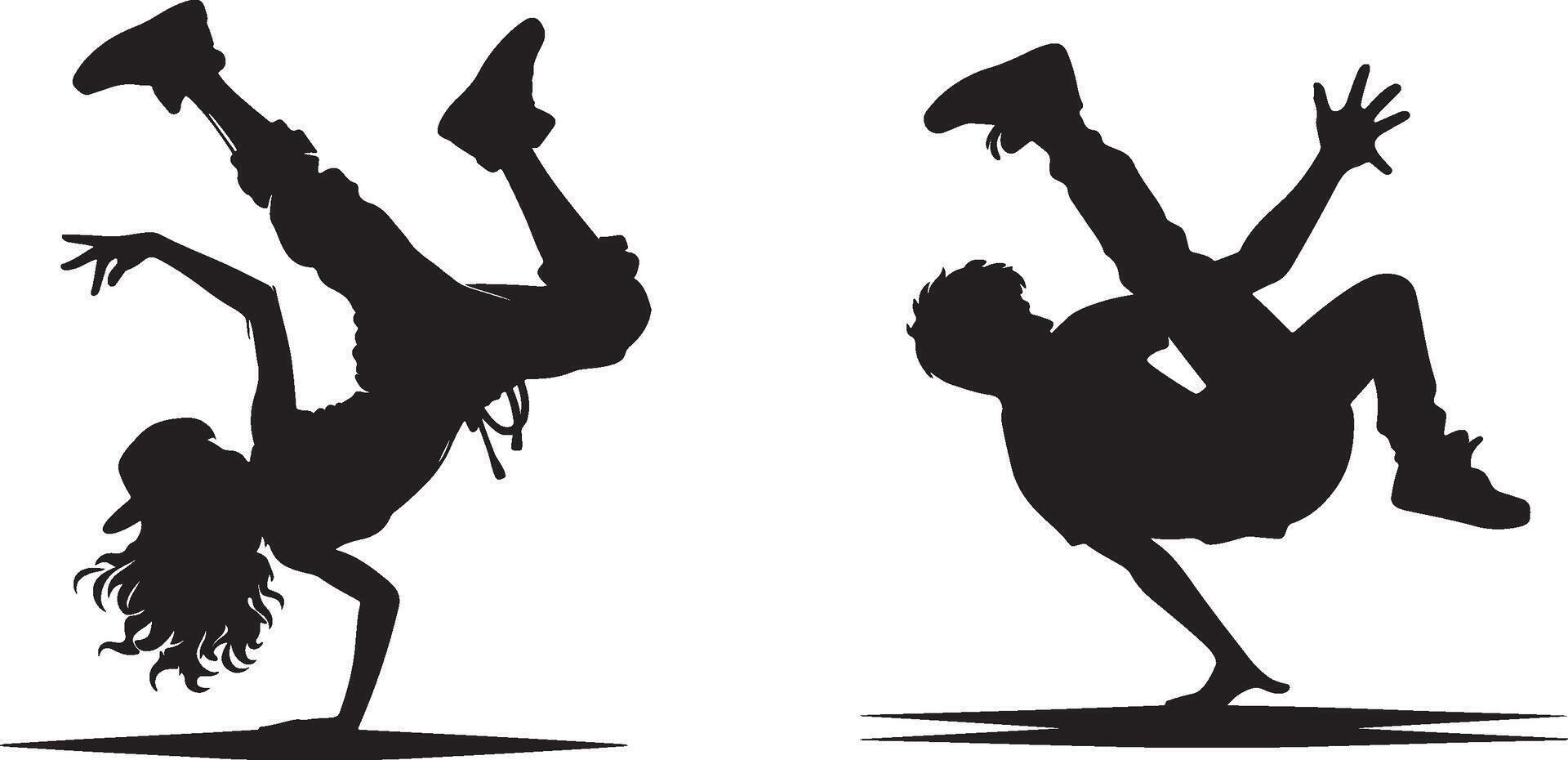 silhouettes of breakdancers vector