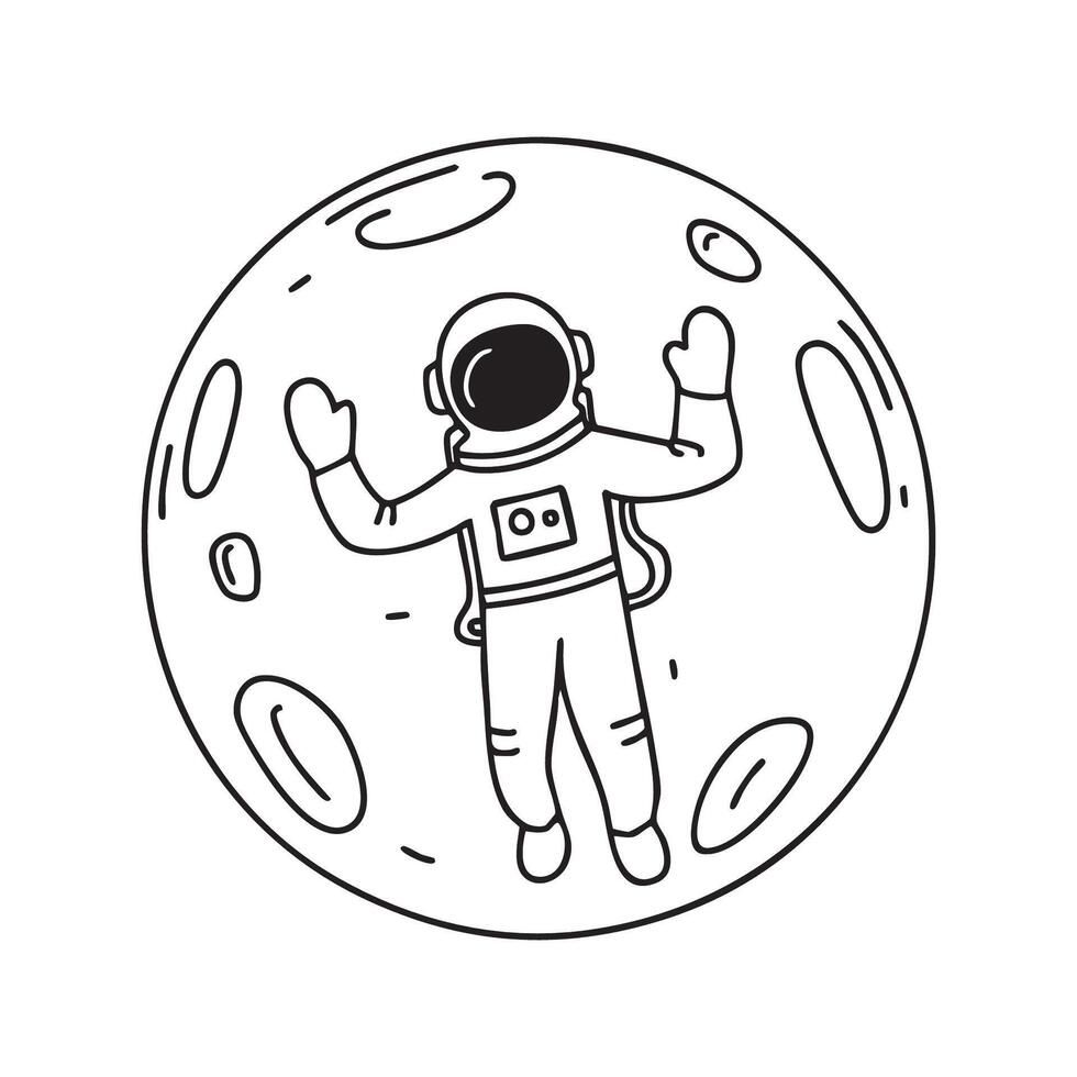 An astronaut floating weightlessly in low planet orbit vector
