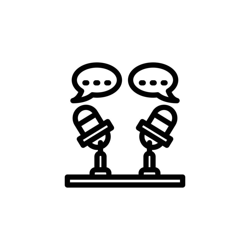 Microphones with Speech Bubbles Illustrating Podcasting or Audio Conversation vector