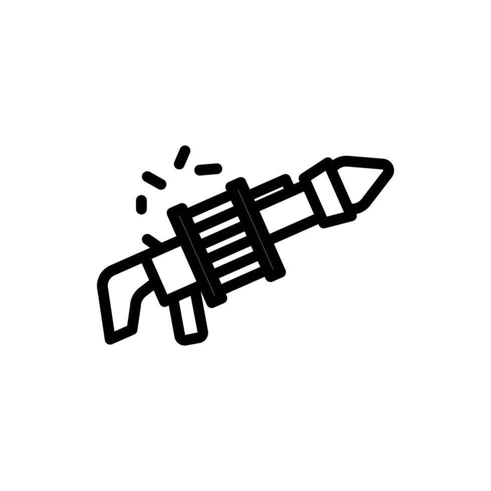 Depicting Machine Gun Outline Icon on White Background for Graphic Design vector