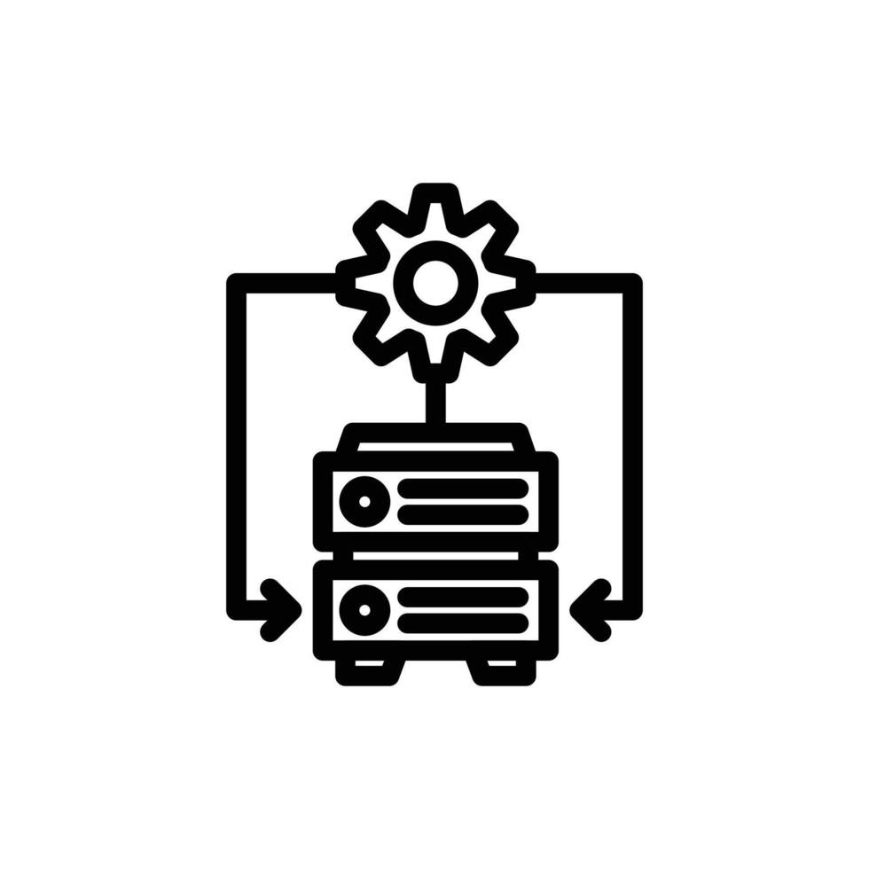 Server Data Optimization Process with Gear and Data Flow Arrows Icon vector