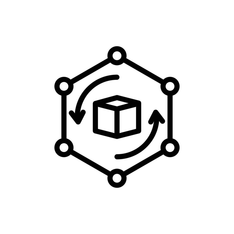 Box Rotation with Connection Points in a Hexagonal Shape Icon vector