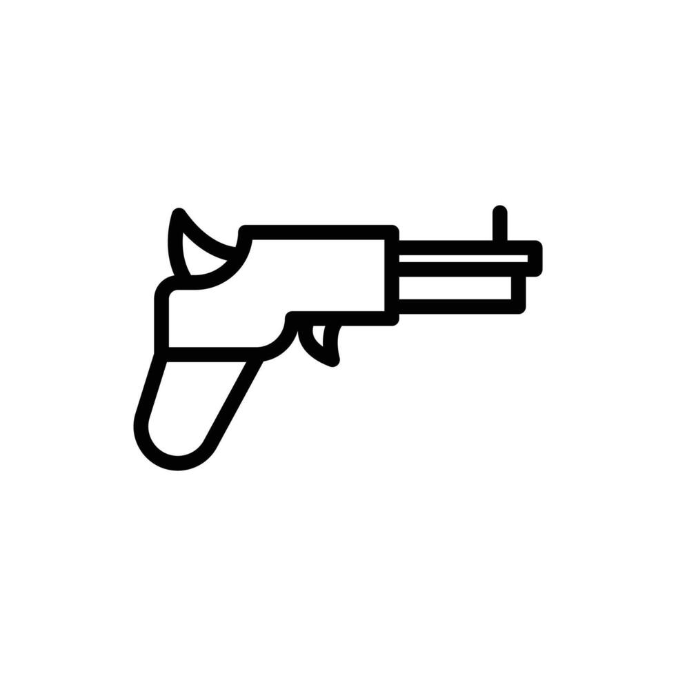 Flintlock Pistol Icon Illustration in Black Line Style on White vector