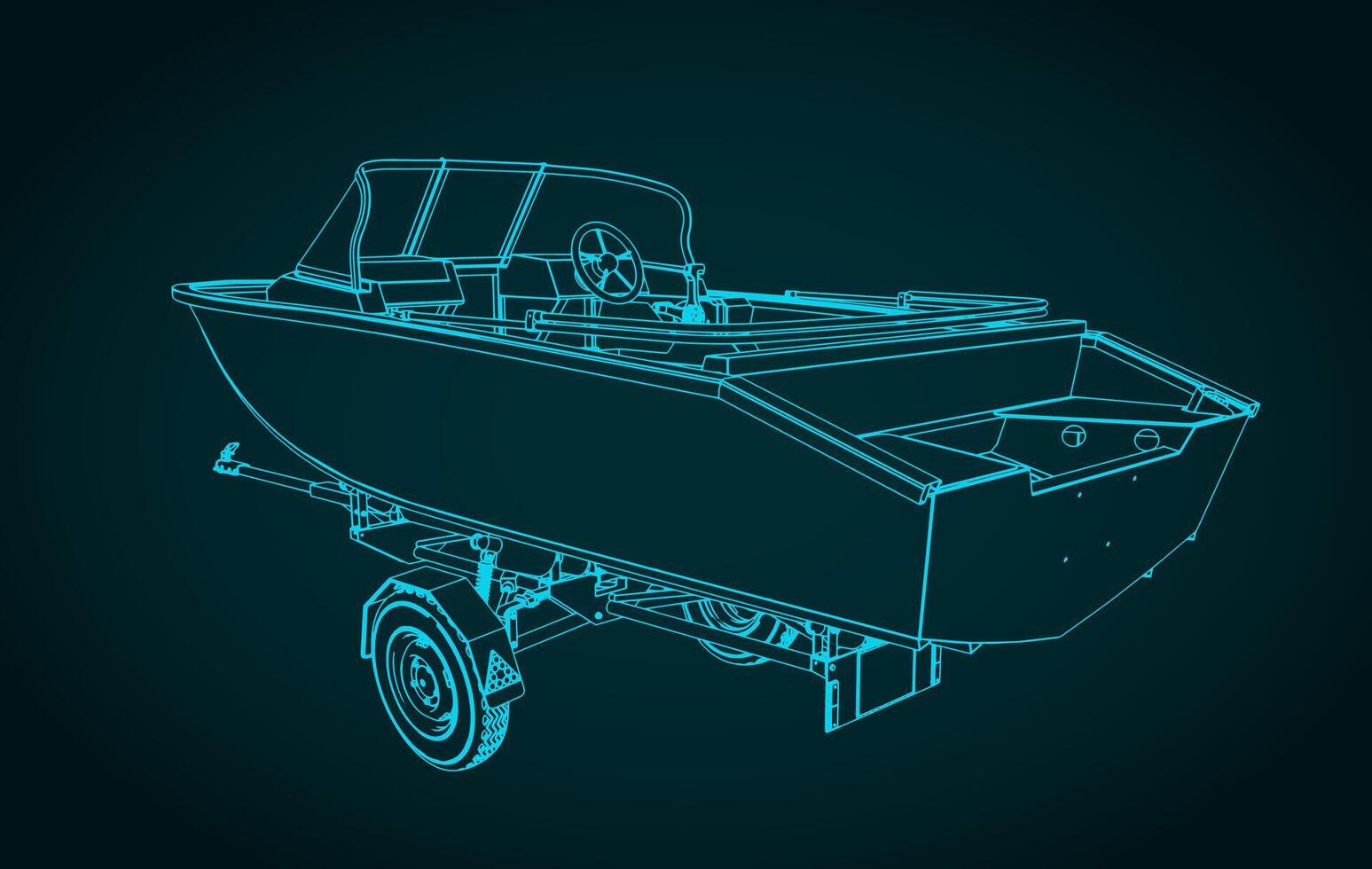 Motor boat trailer sketch vector