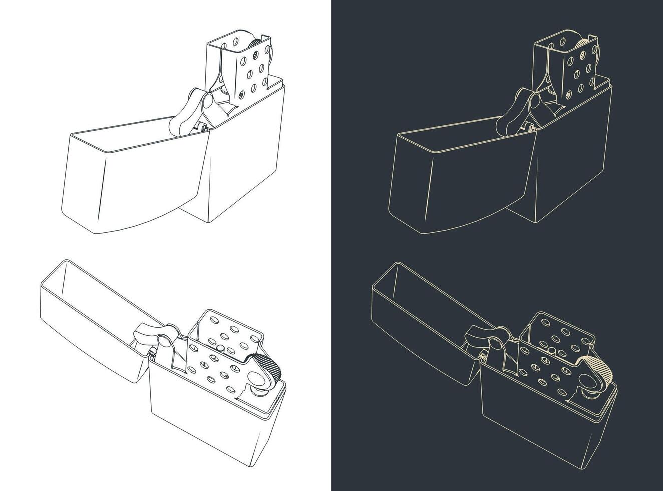 Classic petrol lighter sketches vector
