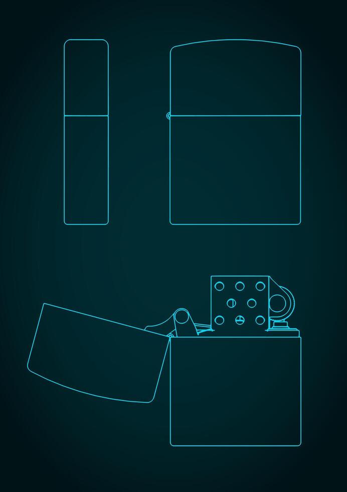 Classic petrol lighter blueprints illustration vector