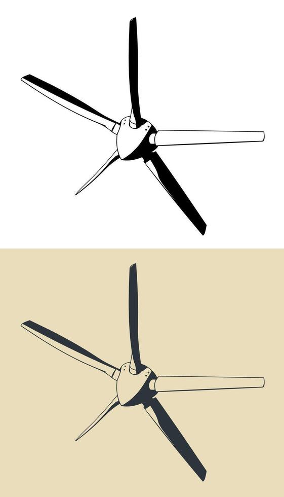 Turboprop-engine propeller illustrations vector