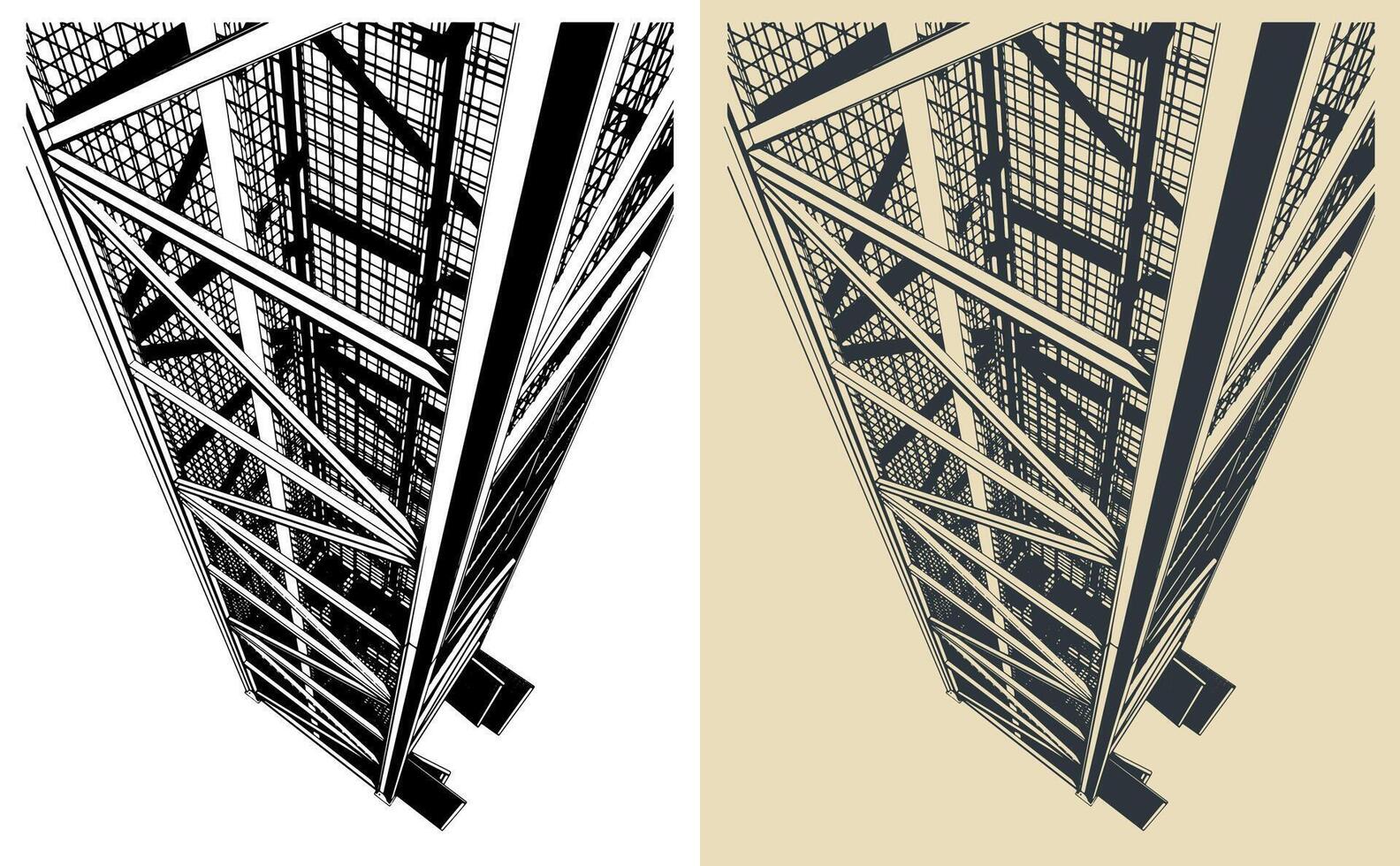 Caged industrial elevator illustrations vector
