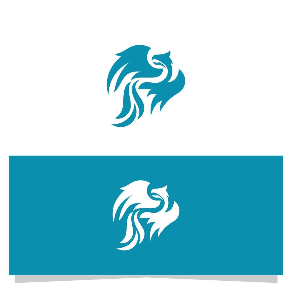 Stylized Bird Logo Design Element on White and Blue Background vector