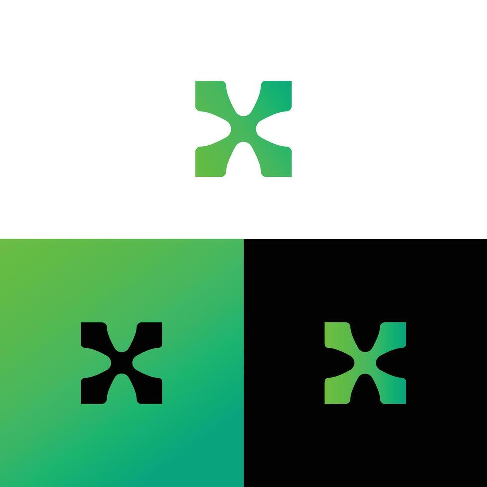 Modern Green X Letter Logo Concept for Branding and Design Use vector