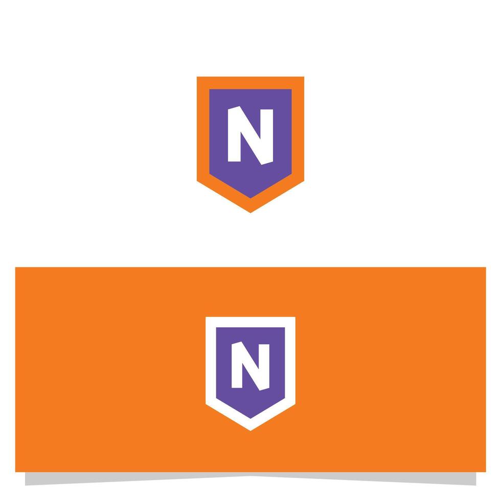 Letter N Logo Design with Shield Shape on White Background vector