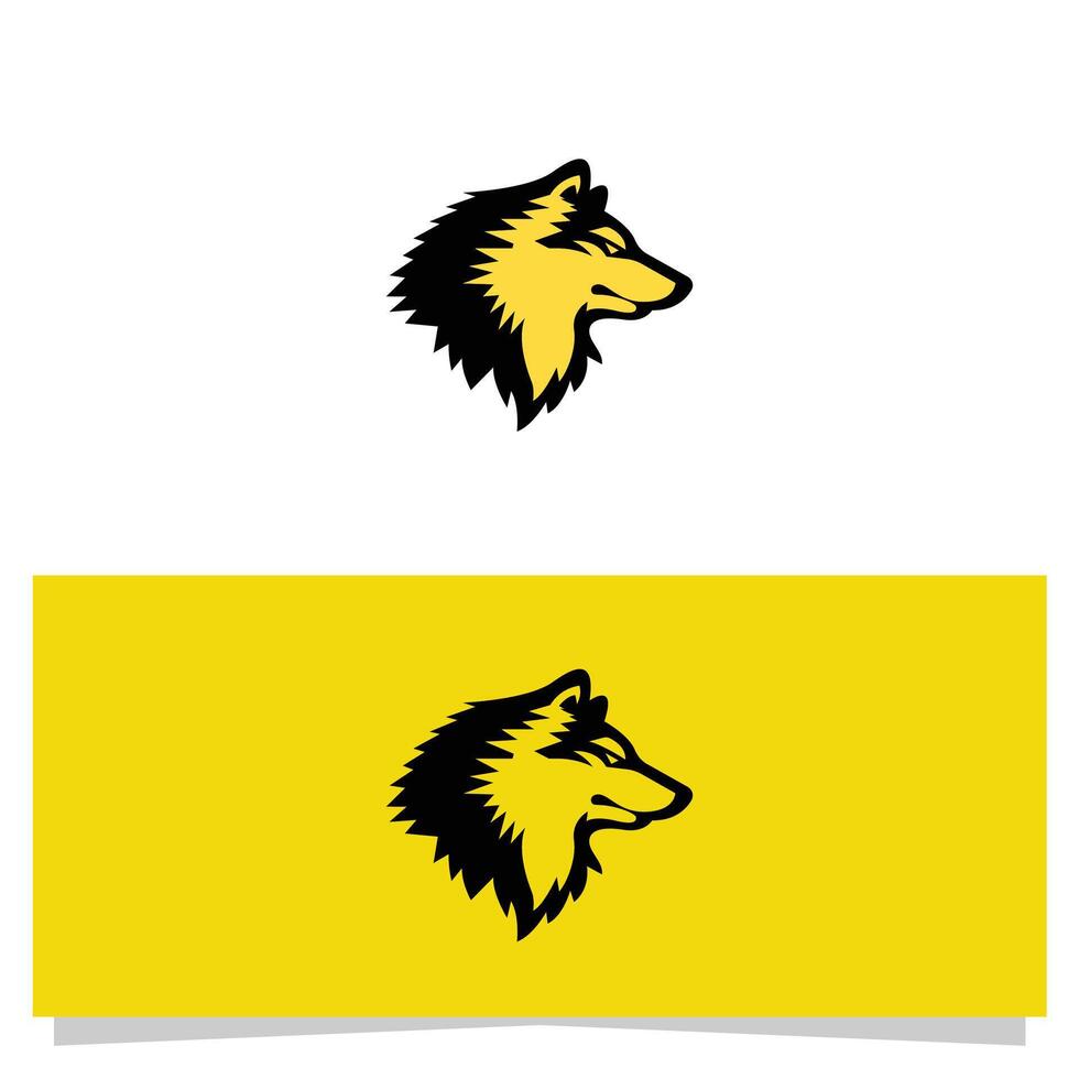Stylized Wolf Head Logo with Yellow and Black Design on Background vector