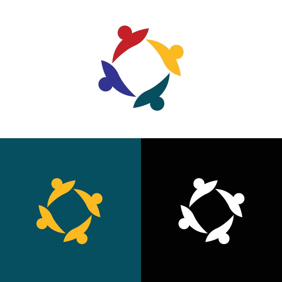 Abstract People Circle Symbol Unity Group Collaboration Teamwork Logo Design vector