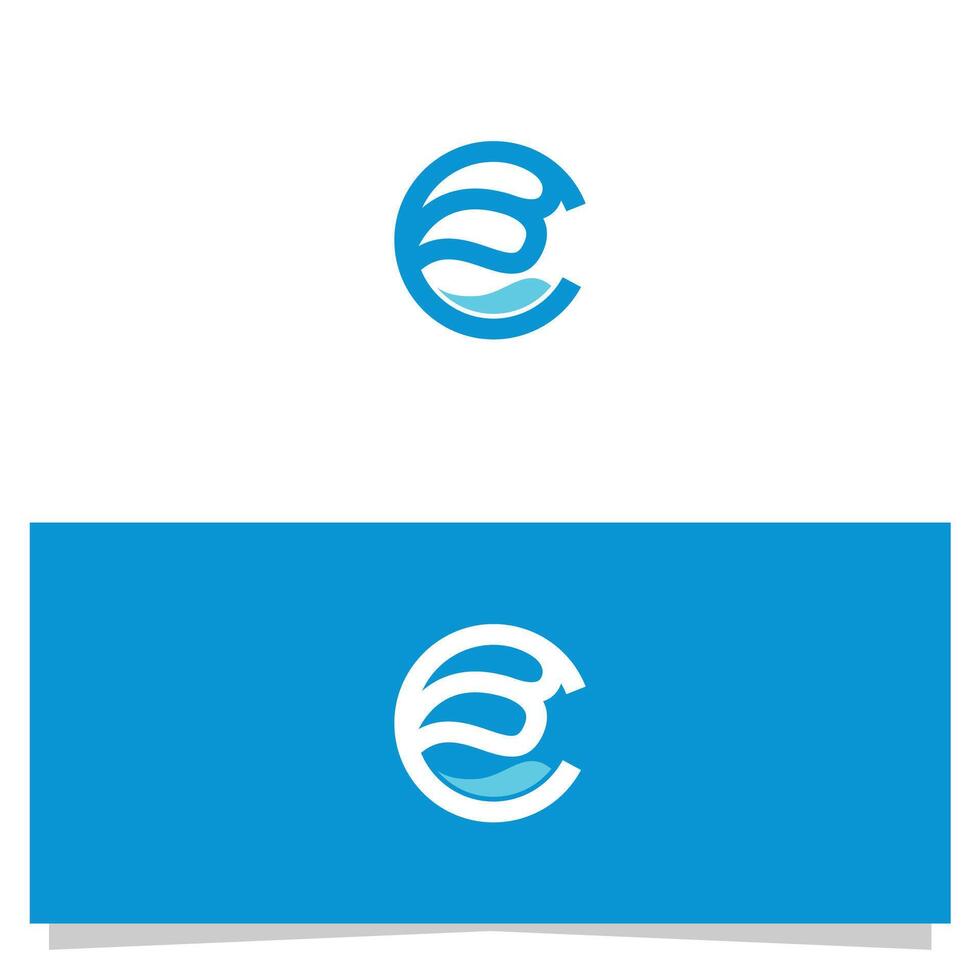 Stylish Letter C Logo Design with Water Wave Elements Presentation vector