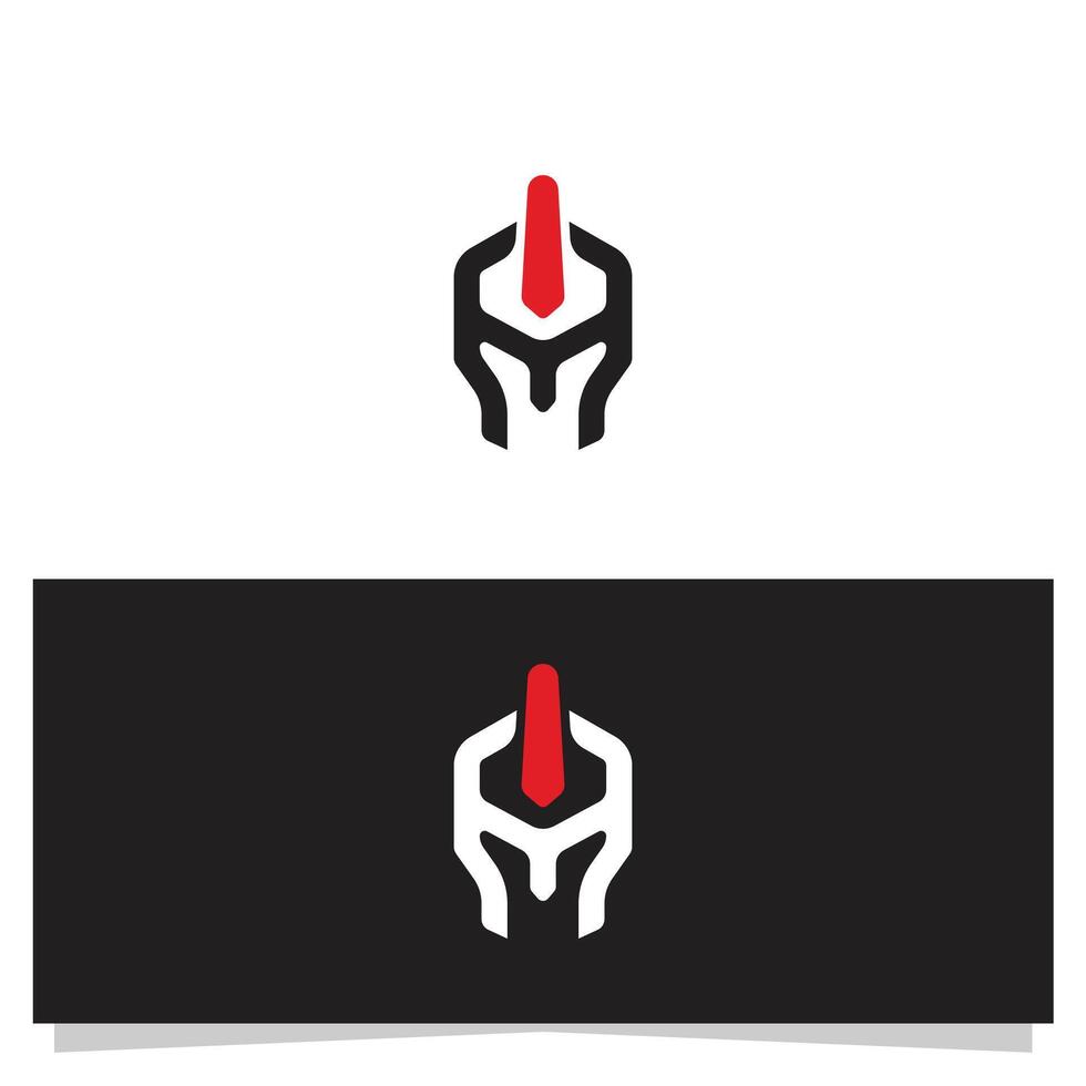 Spartan Helmet Graphic with Red Crest Minimalist Design Illustration vector