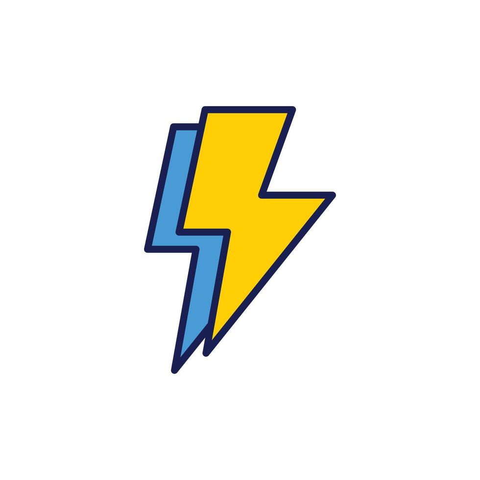 Illustration of Yellow and Blue Lightning Bolt Symbol on White vector