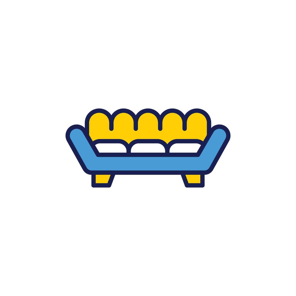 Stylized Sofa Icon with Blue Frame and Yellow Cushion Design vector