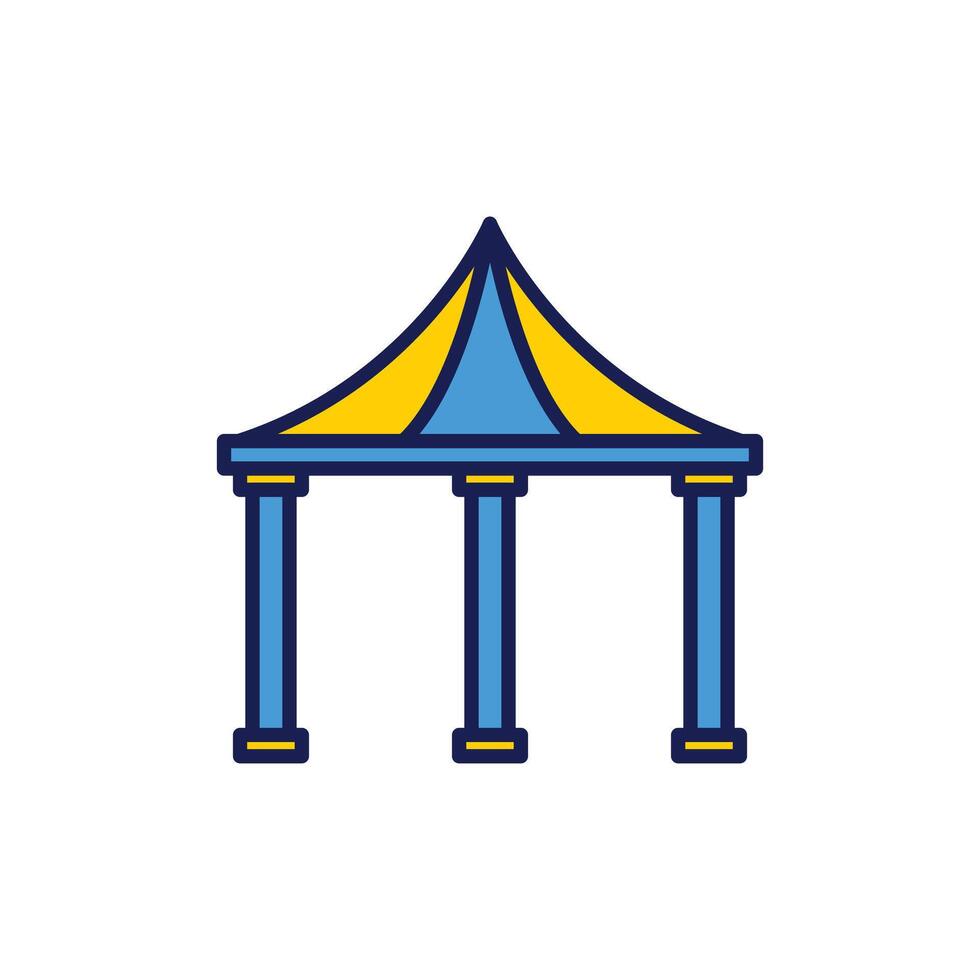 Colorful Carnival Tent Illustration with Blue and Yellow Design Elements vector