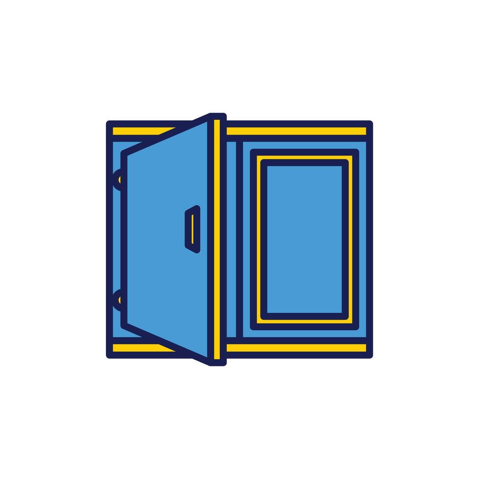 Open Blue Door Illustration Against a Closed Window for Creative Designs vector