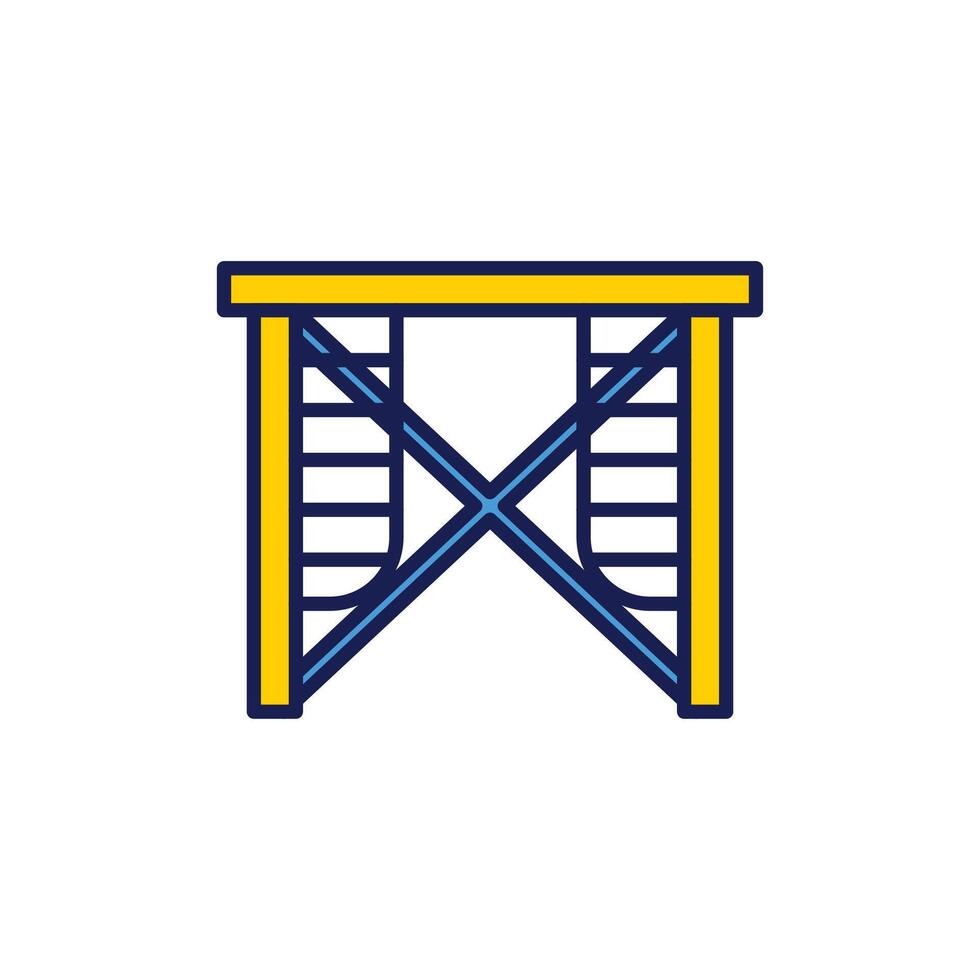 Scaffolding Structure Illustration with Yellow and Blue Outline Colors vector